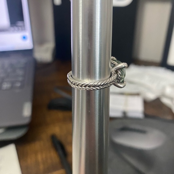 David Yurman Ring Prasiolite Silver with Pave Diamonds - Picture 7 of 13